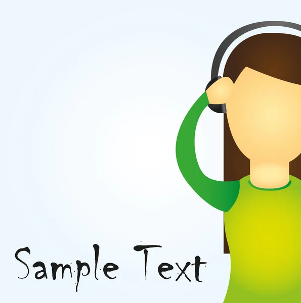 Adolescent écoutant de la musique avec un vecteur de publicité spatiale — Image vectorielle