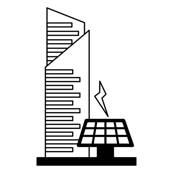Edifício da cidade inteligente painel solar — Vetor de Stock