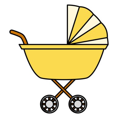 beyaz arka plan üzerinde bebek arabası