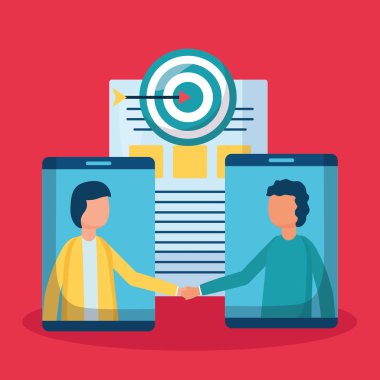 düz tasarım insanlar iş el sıkışması