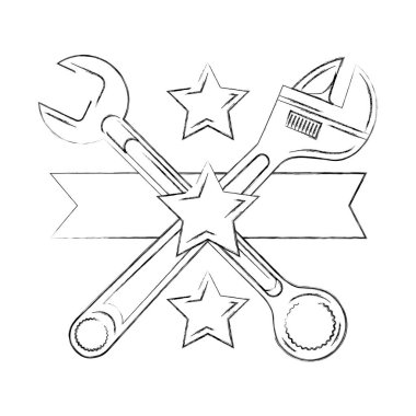 çapraz ayarlanabilir anahtar ve spanner araçları yıldız amblemi