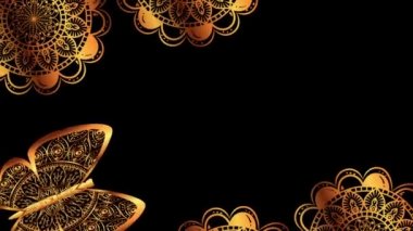 boho tarzı ile sevimli altın kelebek ve mandalas