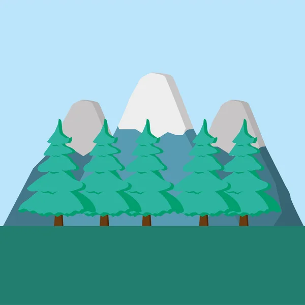 Paisaje bosque árboles naturaleza nevada — Vector de stock