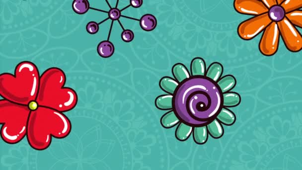 Etnik mandalas boho tarzı desen li çiçek bahçesi — Stok video
