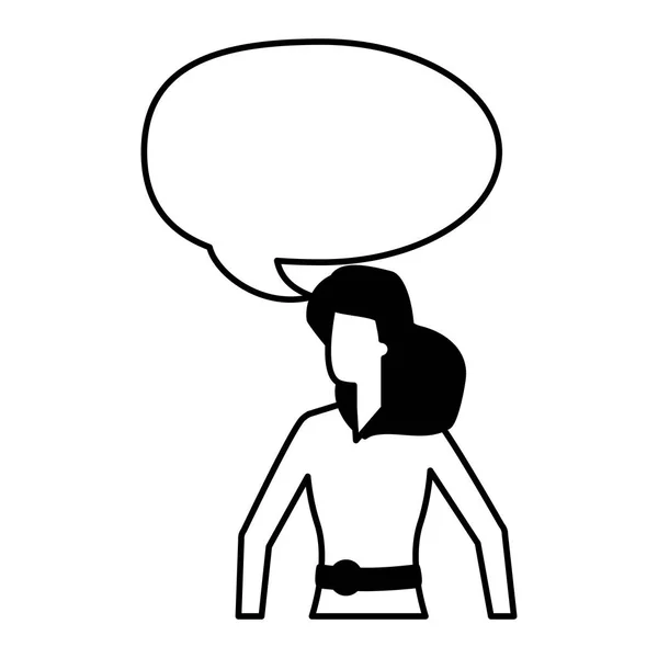 Donna con parlare bolla sfondo bianco — Vettoriale Stock