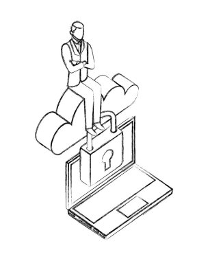 iş işadamı bulut bilgisayar ve güvenlik ağı