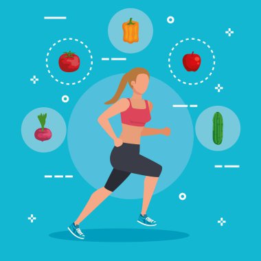 sağlıklı gıda ile spor çalışan kadın
