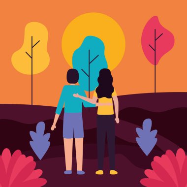 Açık havada çift romantik etkinlikler düz