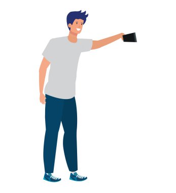 Mutlu genç adam bir selfie alarak