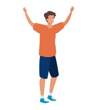 mutlu genç adam avatar karakteri kutluyor