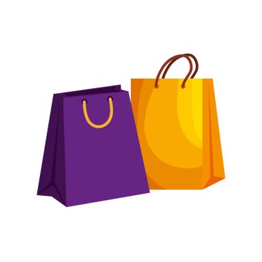 Alışveriş torbaları izole edilmiş simgelerle ilgilenir