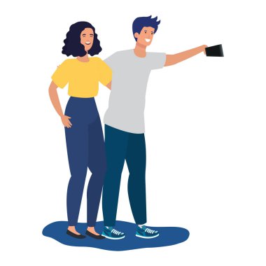 Genç aşıklar çift bir selfie alarak