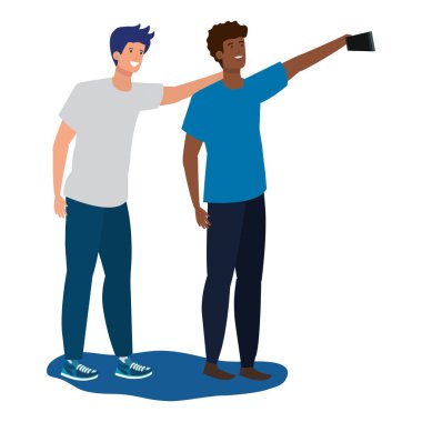 bir selfie alarak Irklararası Genç erkekler arkadaşlar