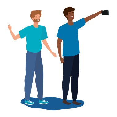 bir selfie alarak Irklararası Genç erkekler arkadaşlar