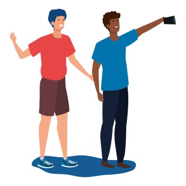 bir selfie alarak Irklararası Genç erkekler arkadaşlar