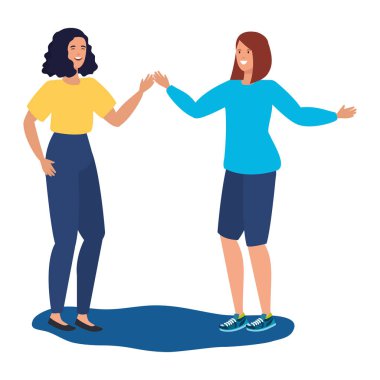 Genç kızlar arkadaşlar kutluyor karakterler