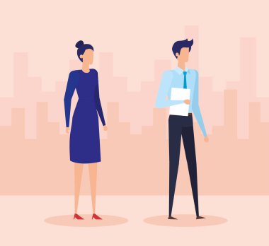 zarif giysileri ile zarif iş kadını ve işadamı