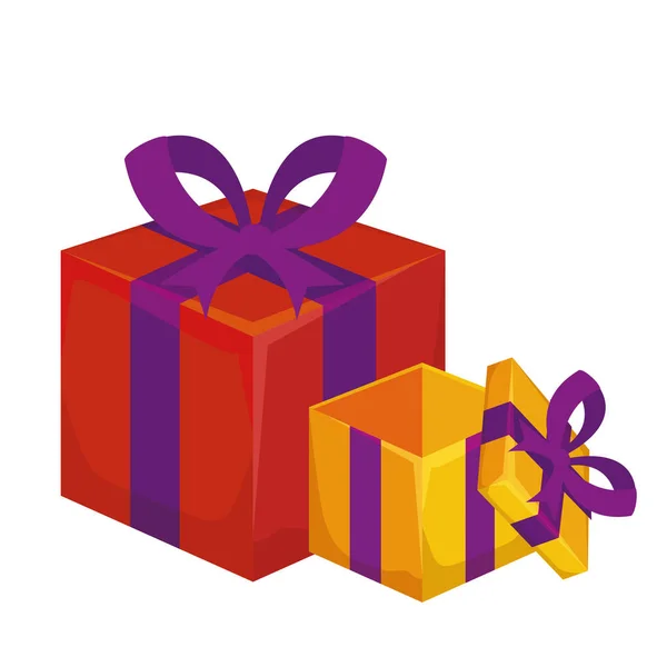 Boîtes cadeaux cadeaux emballages icônes — Image vectorielle