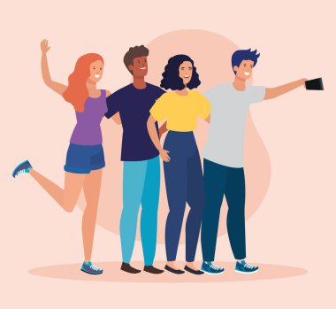 saç modeli tasarımı ile kız ve erkek arkadaşlar