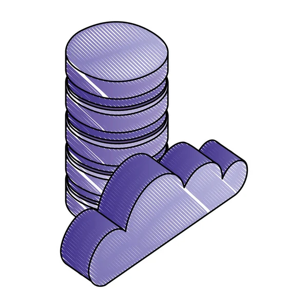 Cloud computing stockage base de données réseau numérique — Image vectorielle