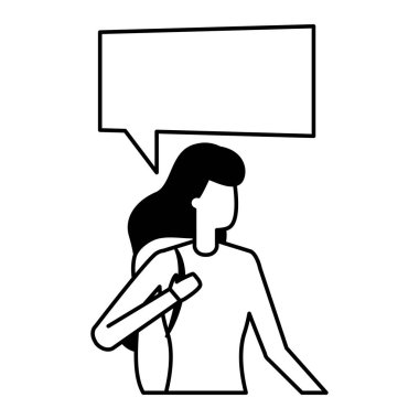 konuşma kabarcık beyaz arka plan ile kadın