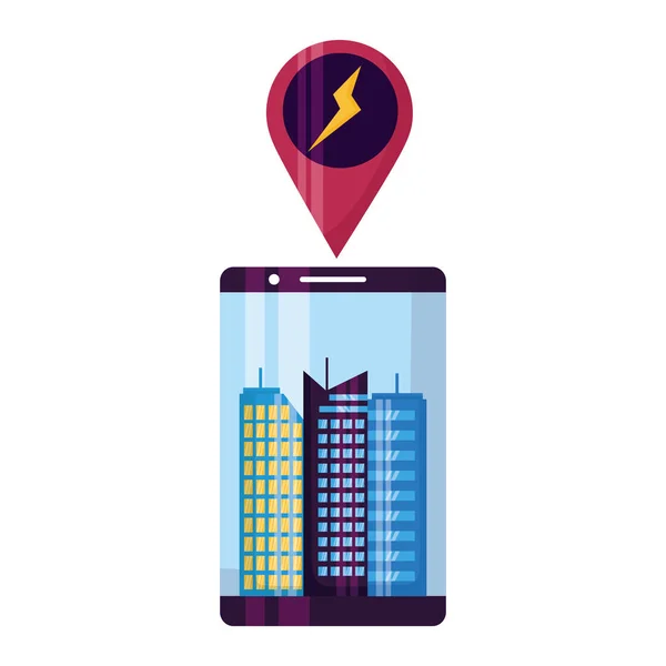 Smartphone inteligente ciudad vector ilustración — Vector de stock