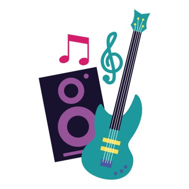 hoparlör ve gitar müziği renkli arka plan