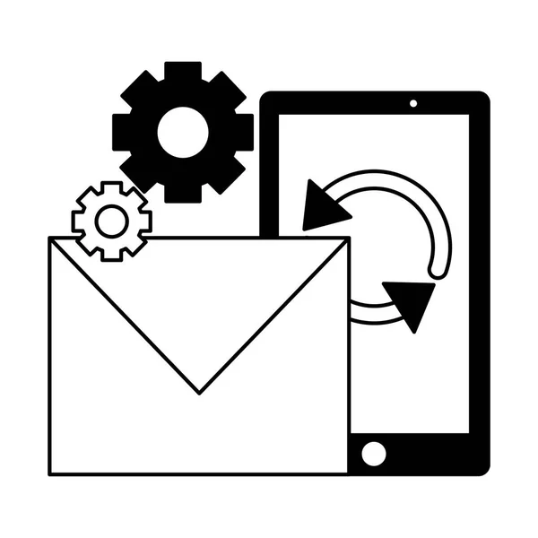 Configurações de e-mail smartphone recarregar —  Vetores de Stock