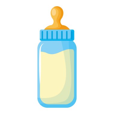 Beyaz arka planda süt şişesi