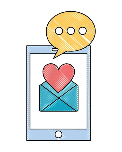 Mensagem do smartphone amor diálogo romântico — Vetor de Stock