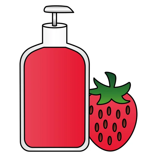 Gel lotion bouteille fraise fruit — Image vectorielle