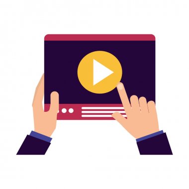 tablet video oynatıcı tutan eller