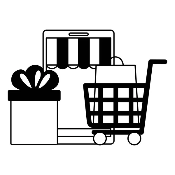 Concepto de comercio electrónico de compras en línea — Archivo Imágenes Vectoriales