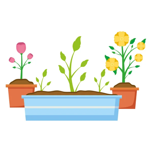 Tools decoration gardening flat design — Stock Vector