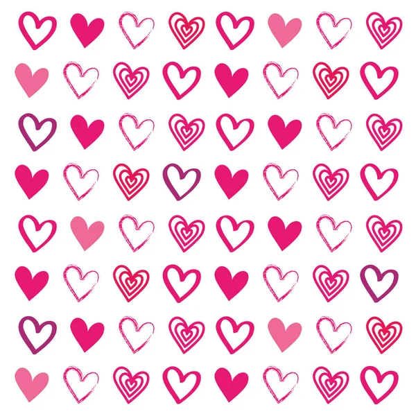 Любов серце намальоване пензлем дизайн безшовний візерунок — стоковий вектор