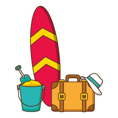 tatil bavul kova ve şapka