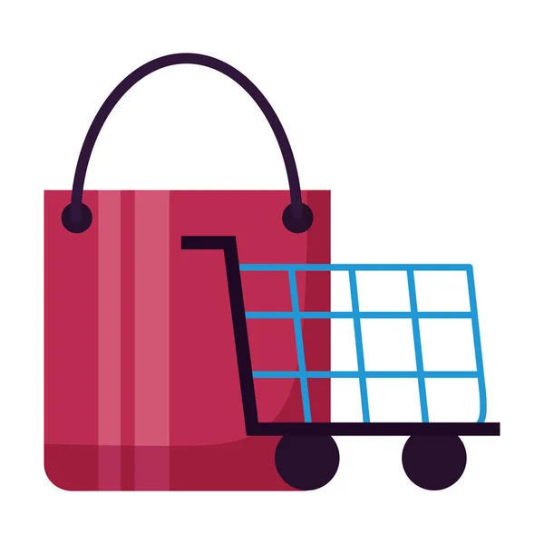 Carrinho de compras e saco de comércio — Vetor de Stock