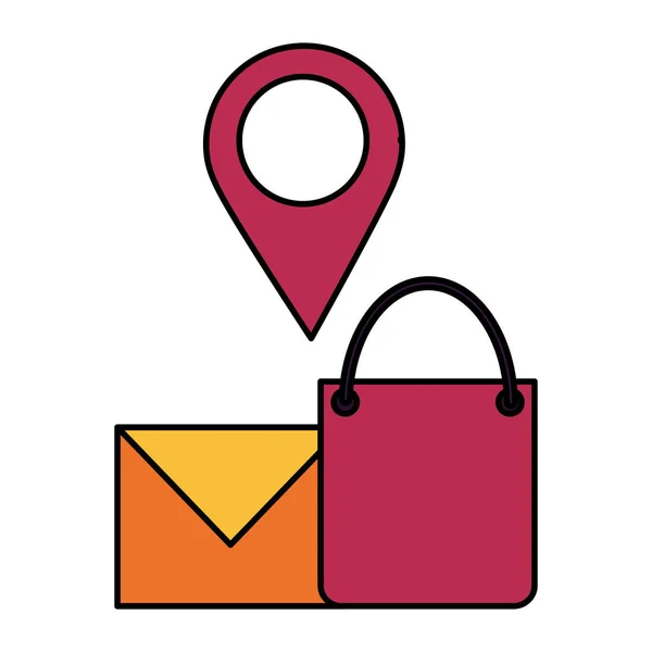 Sac e-mail et broche de navigation — Image vectorielle