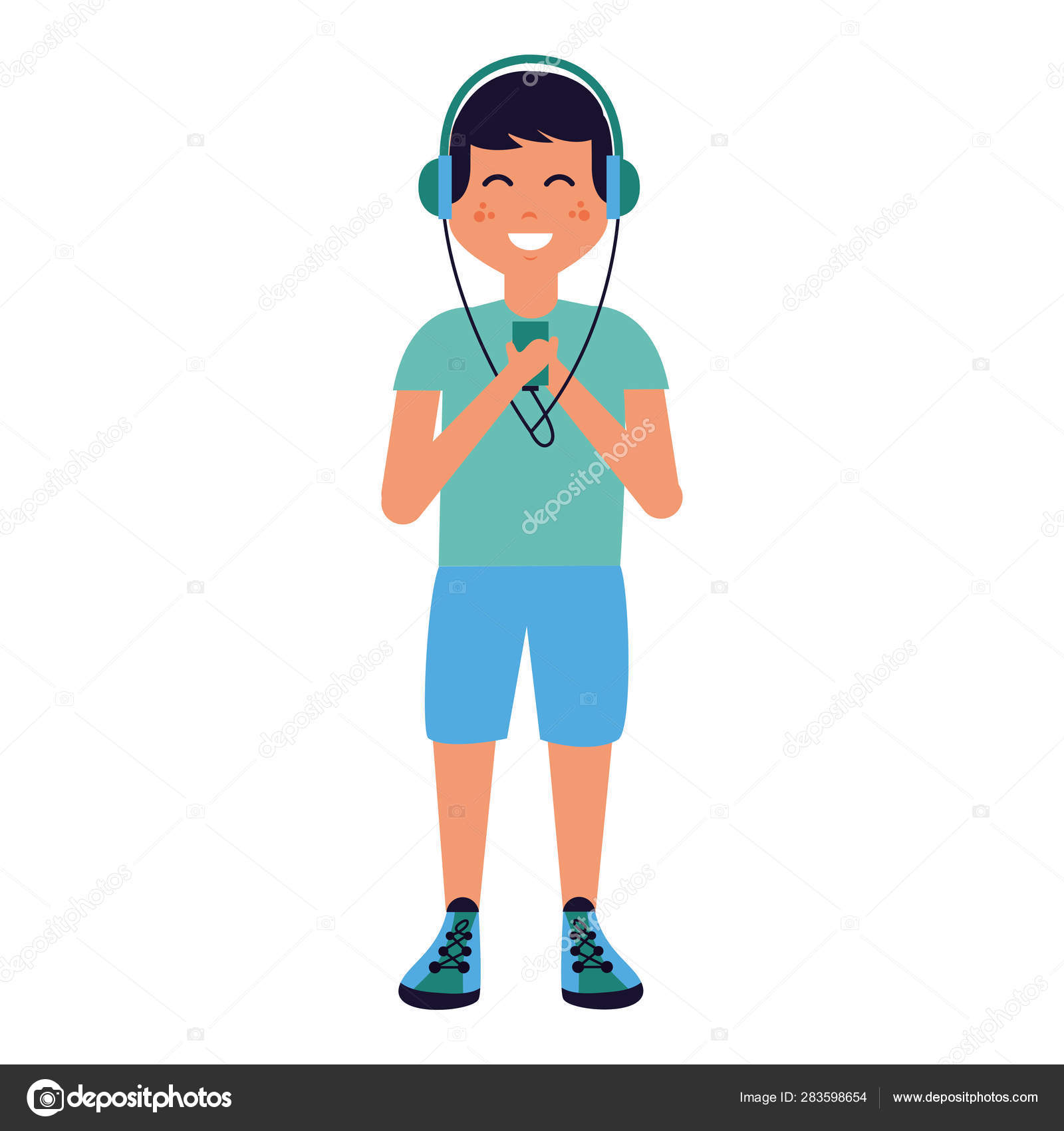 음악듣는 사람들 스톡 벡터 - ©yupiramos 283598654, image size:1600x1700