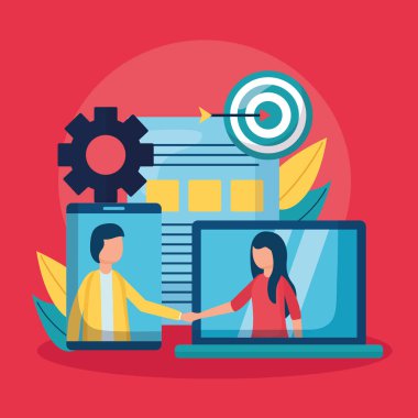 düz tasarım insanlar iş el sıkışması