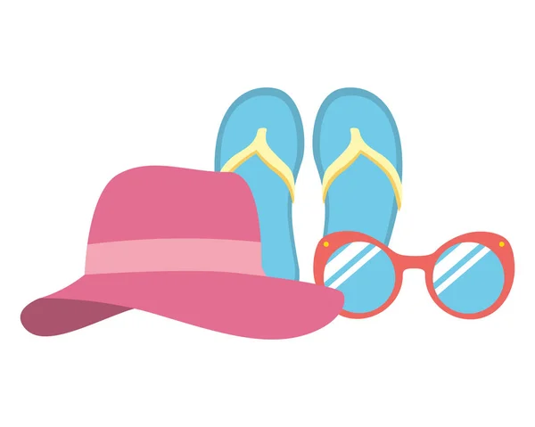 Sandalias sombrero de vacaciones y gafas de sol — Archivo Imágenes Vectoriales