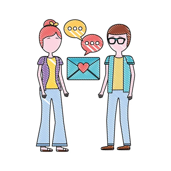 Erkek ve kadın posta romantik aşk mesajı — Stok Vektör
