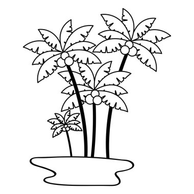 beyaz arka plan üzerinde plaj palmiye ağaçları kum hindistan cevizi