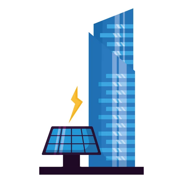 Smart city building solar panel — Stock Vector
