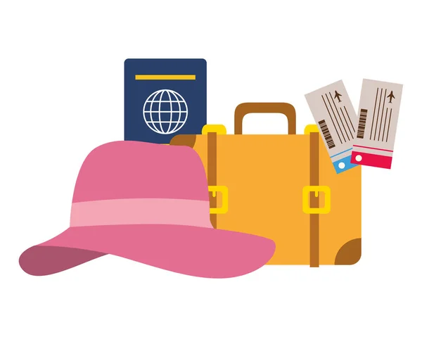 Vacances valise passeport billets — Image vectorielle
