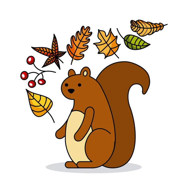 Automne écureuil glands saison animale — Image vectorielle