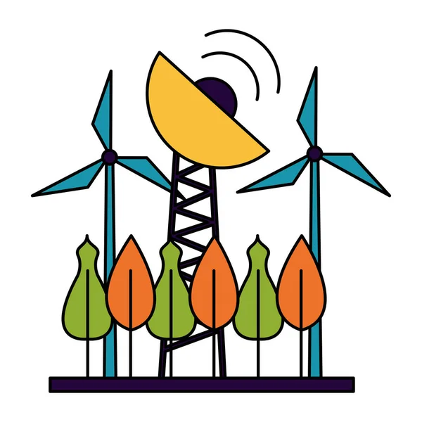 Hernieuwbare energie antenne vector illustratie — Stockvector