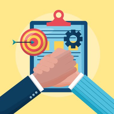 düz tasarım insanlar iş el sıkışması