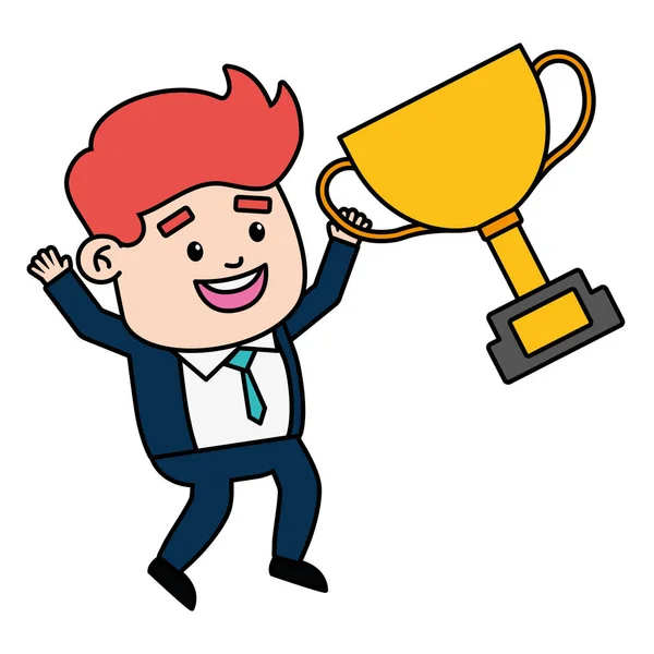 Homme d'affaires avec trophée — Image vectorielle