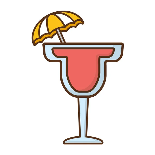 Cocktail mit Regenschirm auf weißem Hintergrund — Stockvektor